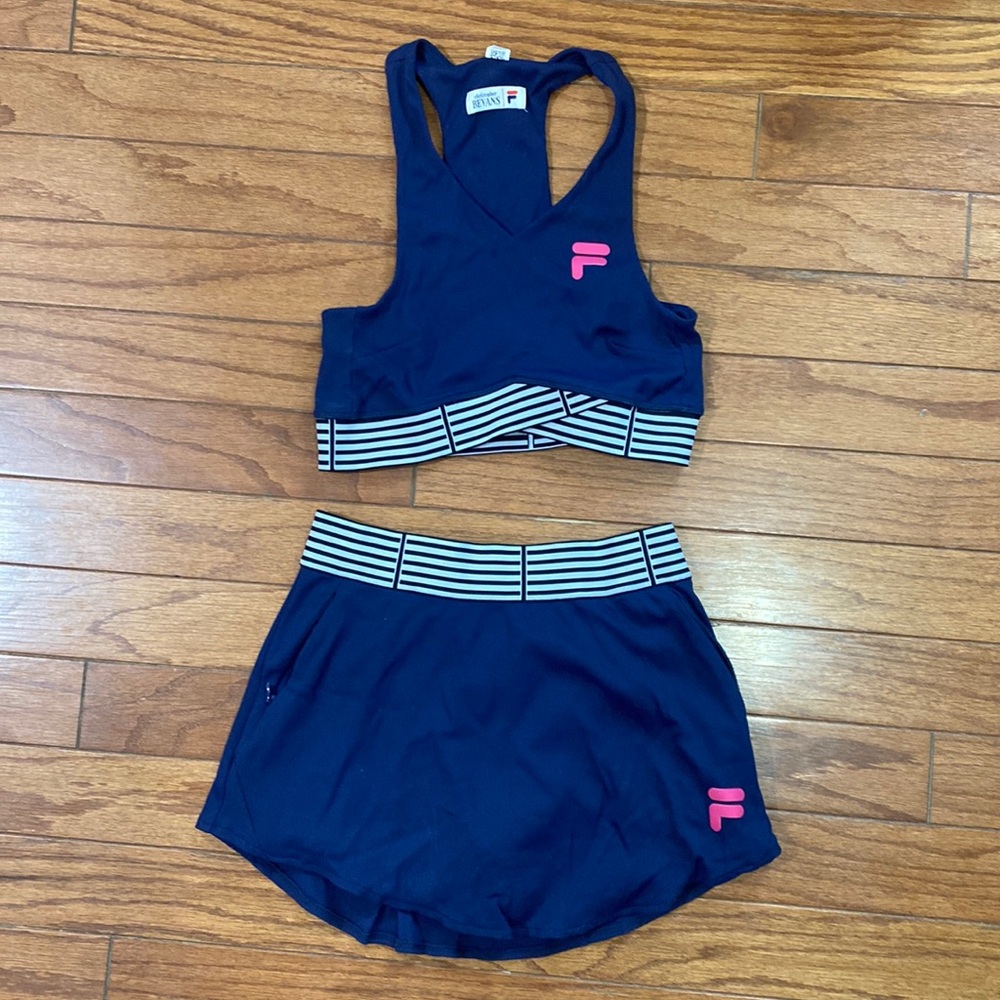 Fila Navy Blue Athletic Skort Set with Pink Logo